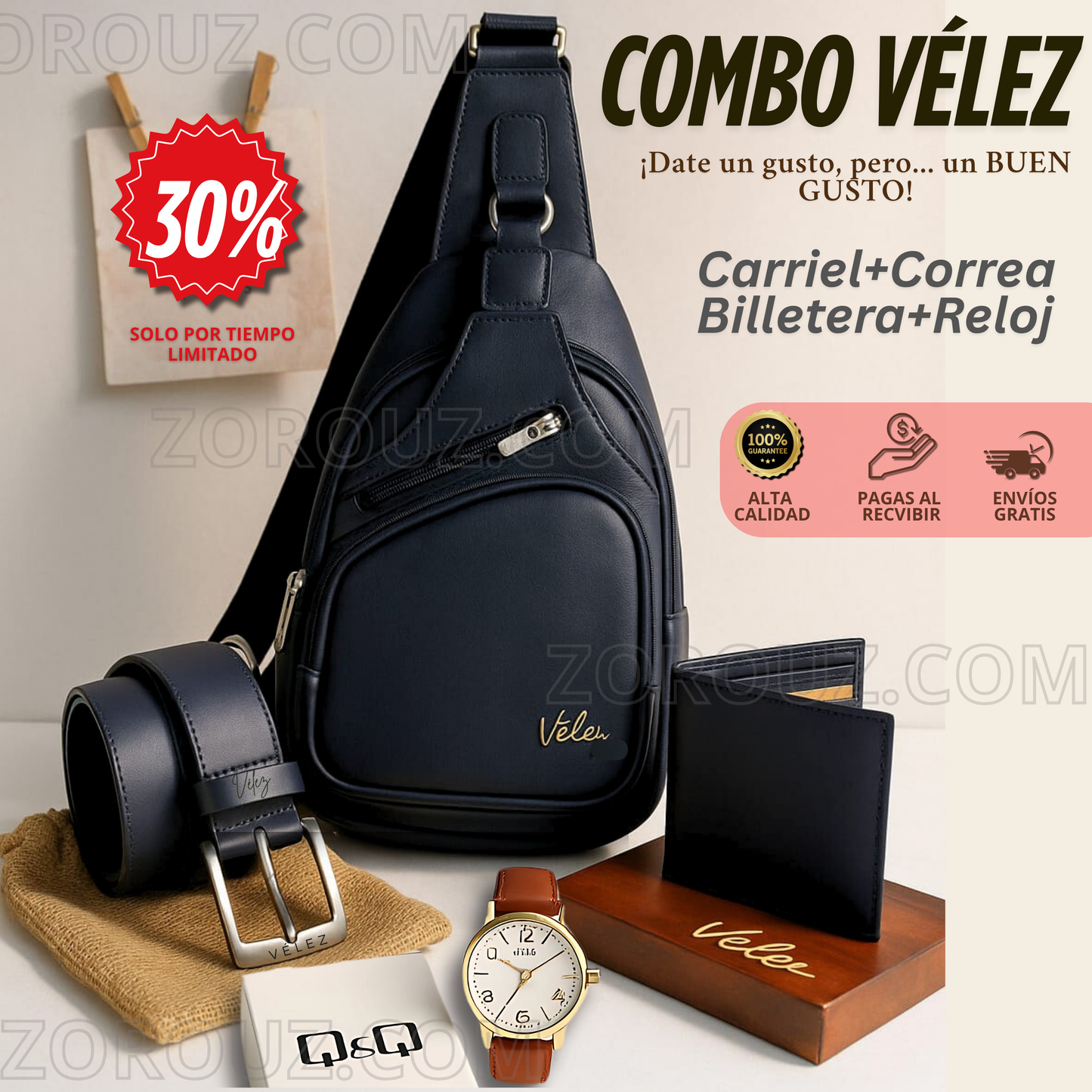 KIT VELEZ ESTILO Y CALIDAD + REGALO (RELOJ)