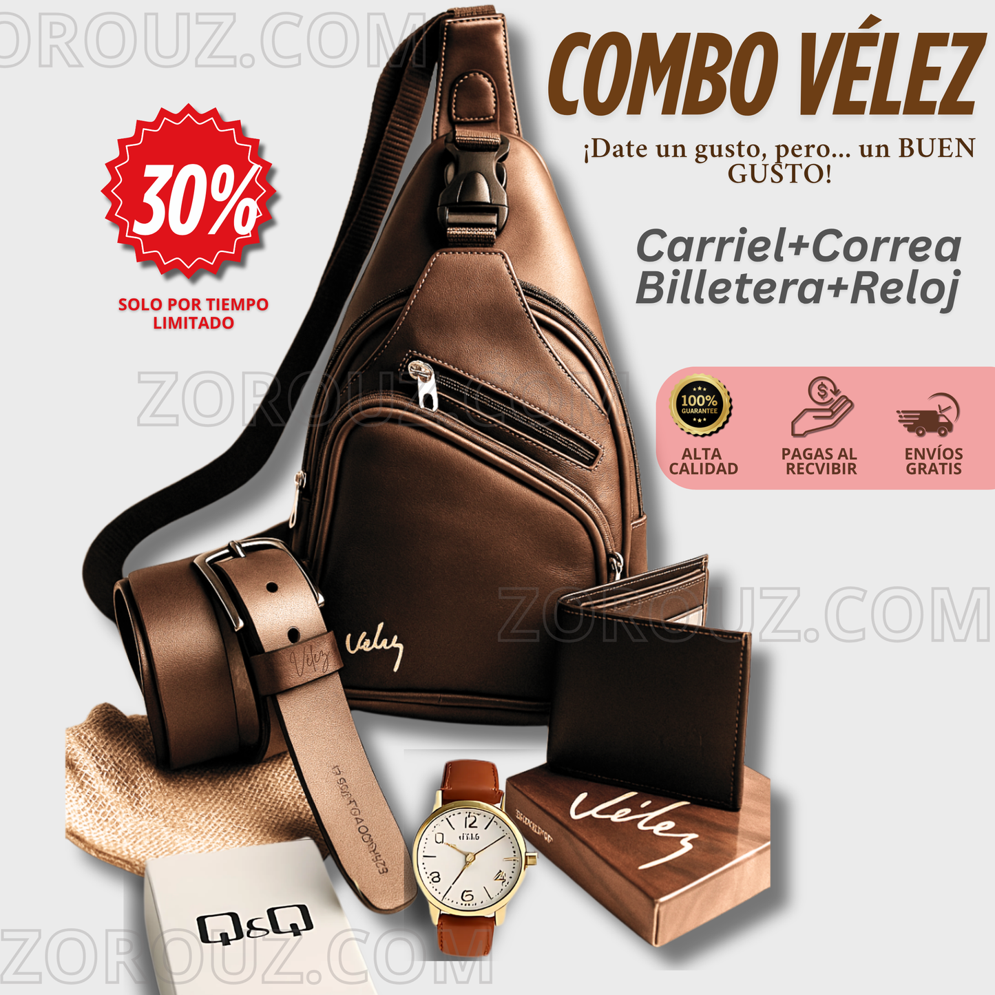 KIT VELEZ ESTILO Y CALIDAD + REGALO (RELOJ)