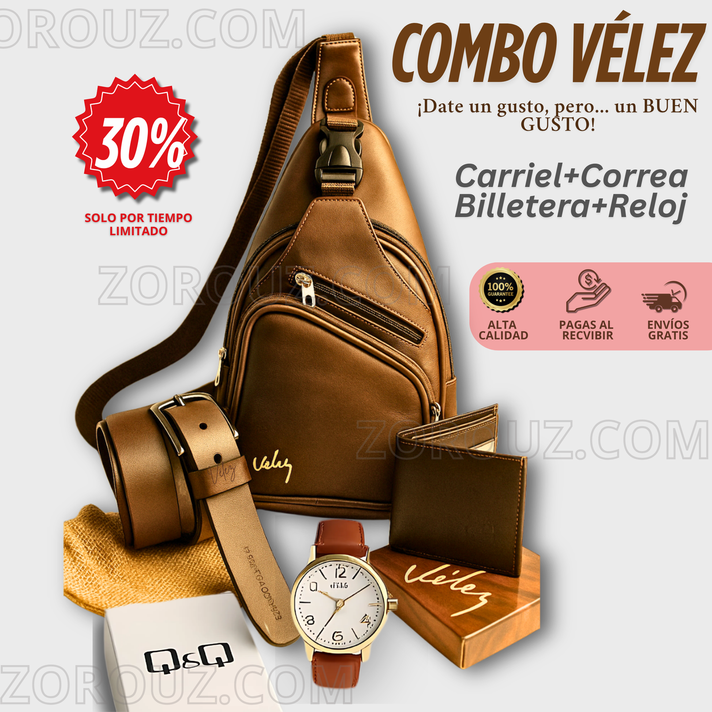 KIT VELEZ ESTILO Y CALIDAD + REGALO (RELOJ)